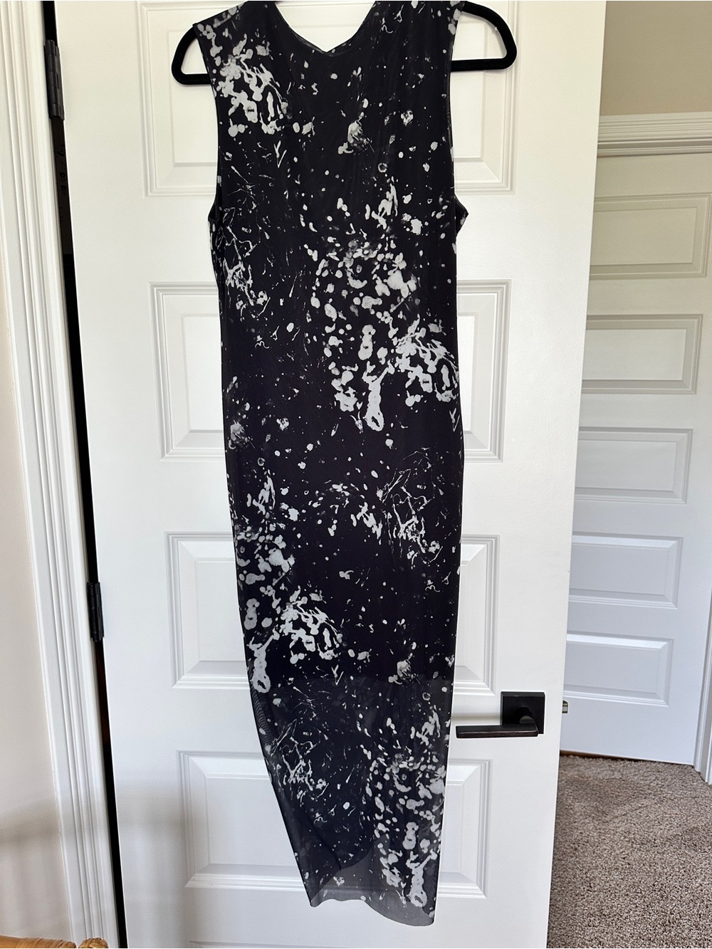 All Saints Black and White Long Sleeve Maxi Dress